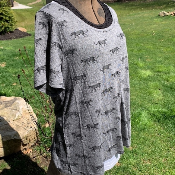Lane Bryant 18/20 leopard print T-Shirt long line short sleeve heather grey - Picture 8 of 12